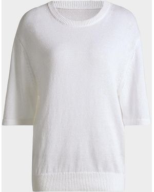 Michael Kors Crewneck Linen-Cotton Knit Sweater - White