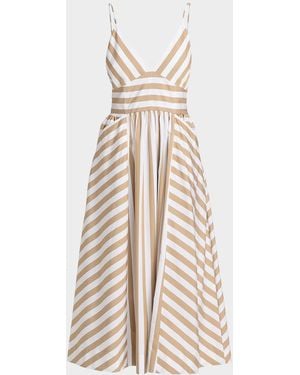 Tanya Taylor Vivien Striped Cotton Midi Dress - Natural