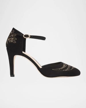 Cinq À Sept Mariana 80Mm Embroidered Suede Pumps - Black