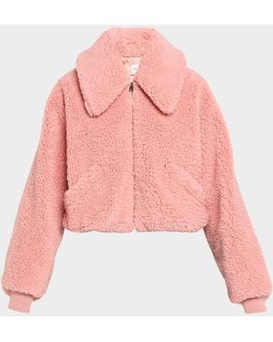 Givenchy Faux Fur Cropped Bomber Jacket - Pink