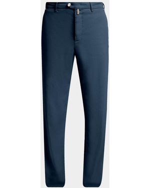 Kiton Apos;S Lyocell Stretch Straight Leg Flat-Front Pants - Blue