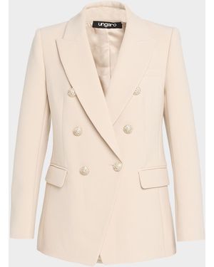 Emanuel Ungaro Amber Double-Breasted Stretch Crepe Jacket - Natural