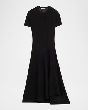 Jason Wu Short Sleeve Pointelle Asymmetric Dress - Black