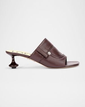 Loewe Toy Panta Leather Slide Sandals - Brown