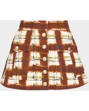 Cara Cara Fatima Plaid Cotton Canvas Mini Skirt - Brown