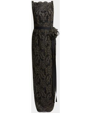 Erdem Sleeveless Pencil Embroidered Gown - Black