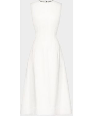 Twp Darted Crewneck Midi Dress - White