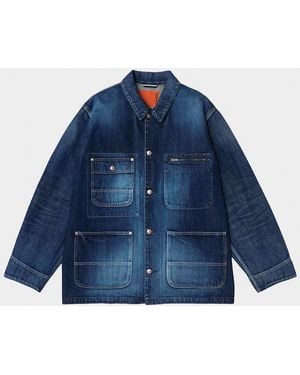 vowels Apos;S Oversized Denim Chore Jacket - Blue