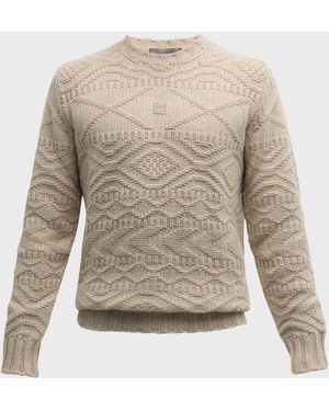 Corneliani Geometric Cashmere Sweater - Natural