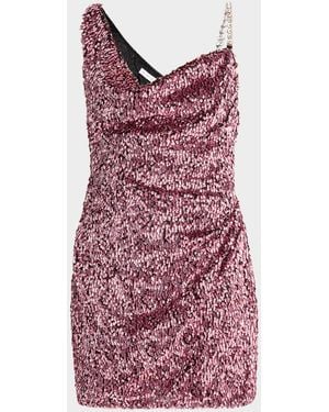 Area Crystal Strap Sequined Mini Dress - Purple