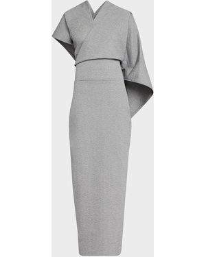 Issey Miyake Allow Sculptural Cape Maxi Dress - Gray