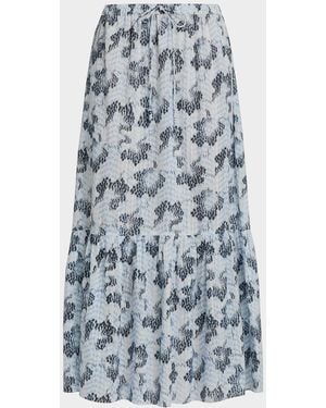 Ulla Johnson Olina Printed Cotton A-Line Maxi Skirt - Blue