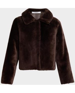 Fleurette Odette Reversible Cropped Shearling Jacket - Black