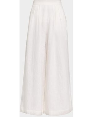 Cara Cara Linen Palazzo Pants - White