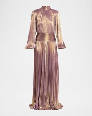 retroféte Brienne Long-Sleeve Lamé Gown - Purple