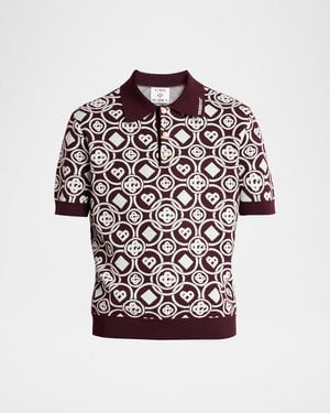 CASABLANCA Cotton Monogram Knit Polo Shirt - Multicolor