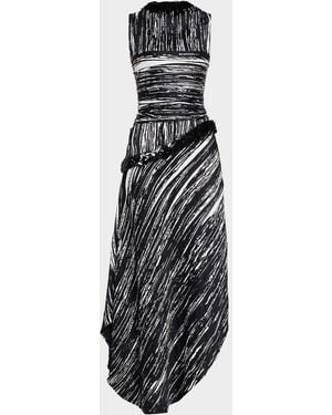 Brandon Maxwell Fiora Sequin-Trim Asymmetric Maxi Dress - White