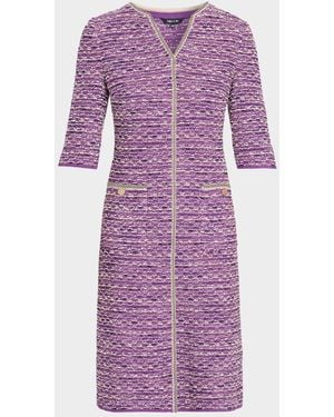 Misook Lurex Eyelash Ribbon Knit Sheath Dress - Purple