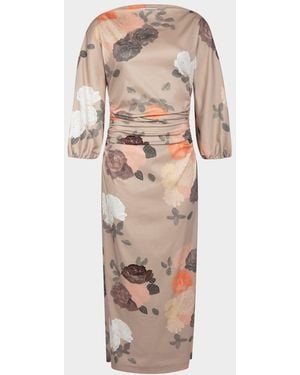 BERNADETTE Ezra Floral-Print Ruched 3/4-Sleeve Maxi Dress - Natural