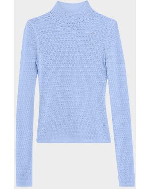 SABLYN Lace Mock-Neck Top - Blue