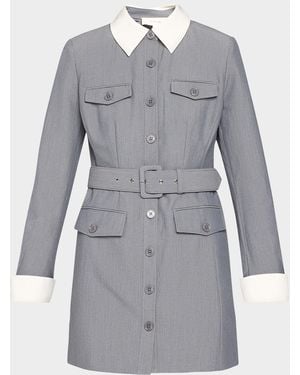 Toccin Valerie Belted Mini Shirtdress - Gray