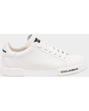 Dolce & Gabbana Apos;S Portofino Leather Low-Top Sneakers - White