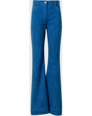 Akris Punto Courtney Bootcut-Leg Washed Denim Pants - Blue
