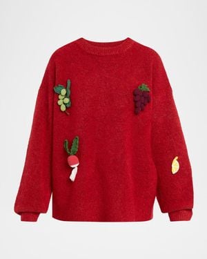 ALÉMAIS Fruitto Mohair-Blend Crewneck Sweater - Red