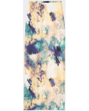 MISA Los Angles Alaya Abstract Jersey Maxi Skirt - Blue