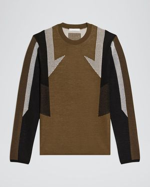 Helmut Lang Wool Mesh Paneled Sweater - Green