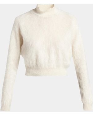 Tom Ford Soft Mohair-Silk Crop Turtleneck Sweater - White
