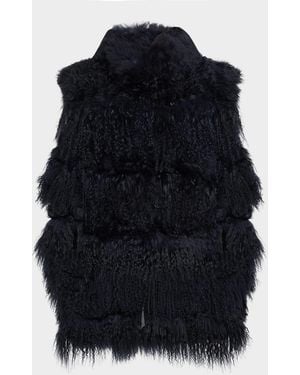 Gorski Horizontal Lamb Shearling Vest - Blue