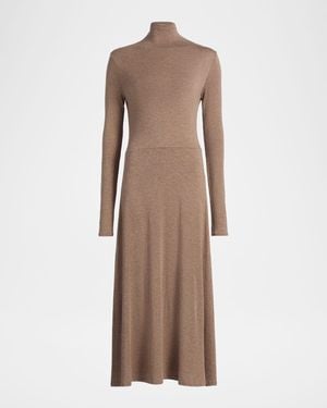 Vince Long-Sleeve Jersey Midi Dress - Natural