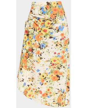 A.L.C. Naomi Floral Draped Midi Skirt - Metallic