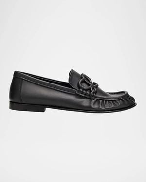 Loewe Double L Leather Loafers - Black