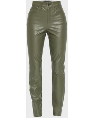 Veronica Beard Debbie Skinny-Leg Cropped Vegan Leather Pants - Green