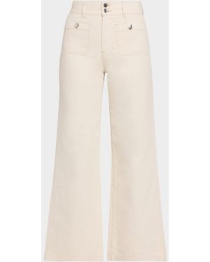 Veronica Beard Taylor High-Rise Wide-Leg Jeans - Natural