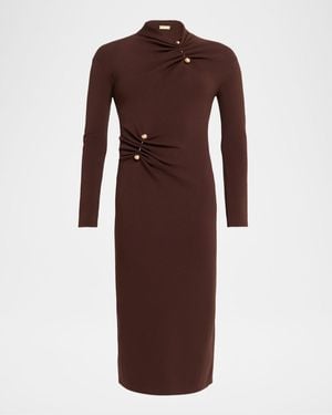 Cult Gaia Vera Pinned Jersey Midi Dress - Brown