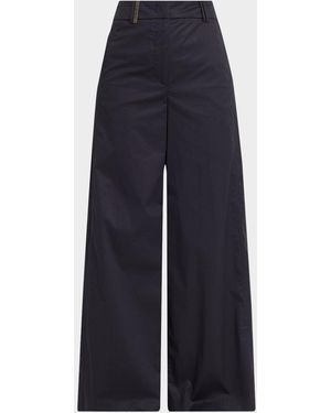Peserico Wide-Leg Linen Pants - Blue