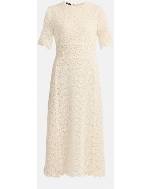 Kiton Guipure Lace Short-Sleeve Midi Dress - Natural