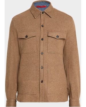 Isaia Cashmere Double-Face Four-Pocket Overshirt - Brown