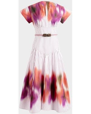 Silvia Tcherassi Antia Belted Midi Dress - Red