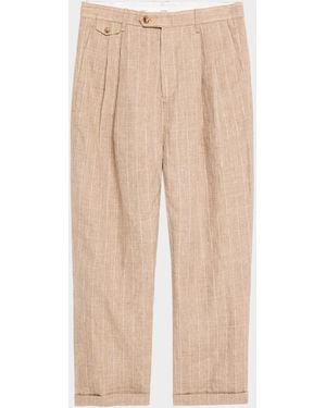 Jonathan Simkhai Apos;S Jacob Striped Linen Pleated Pants - Natural