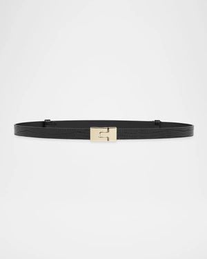 Tom Ford Interlock T Tejus-Embossed Leather Belt - White