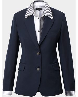 Rag & Bone Frank Single-Breasted Mixed Media Blazer - Blue
