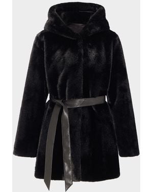 Lyla Grant Fur-Free Faux Mink Hooded Coat - Black
