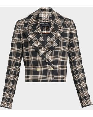 Alice + Olivia Avery Plaid Double-Breasted Blazer - Gray