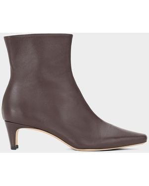 STAUD Wally Leather Ankle Boots - Brown