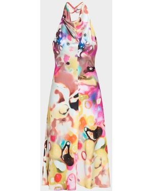 Christopher John Rogers Moonshine Cowl Halter Midi Dress - White