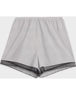 Maria McManus Lace Bias Shorts With Pinstripes - Gray